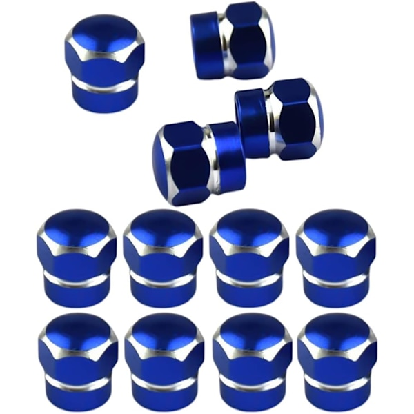 12 PCS Car Tire Valve Stem Caps, Aluminum Alloy Heavy Duty Stem Covers in Hexagon Shape, Dust Proof Corrosion Resistant Tire Valve Cap Set(Blue)