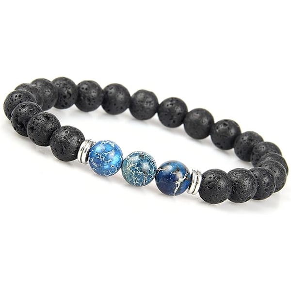 designs Chakra Bead Lava Stone Bracelet for Men - Natural Stone Bracelet with Black Lava Beads I Unisize Men's Energy Bracelet