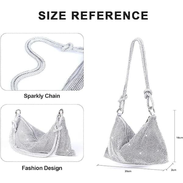 Axelväska för kvinnor Silver Clutch Väska Kvällsväska