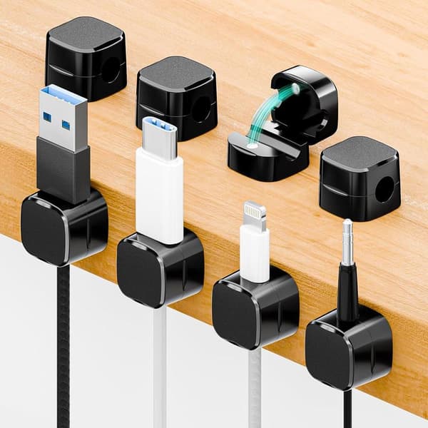 Cable Clips, 8 Pcs Magnetic Cable Organizer with Adhesive, Cable Management Clips, for USB Charging Cable