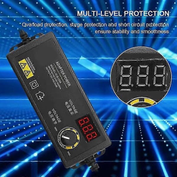 Justerbar spænding 3-36V 60W LED LCD Digital Display Strømforsyning Oplader med CNC præcision til hjemmebrug US Plug