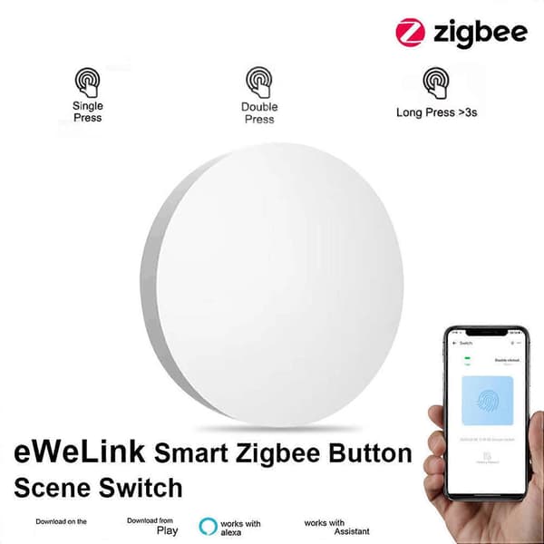 2X til EWelink Zigbee Trådløs Scene Knap til 2MQTT, Alexa og Alice Trådløs Trykknap White