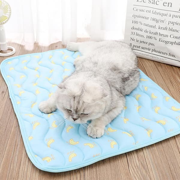Kølemåtte til katte og hunde — Blød kølemåtte med bananmønster, kølemåtte til kæledyr, 60 x 50 cm