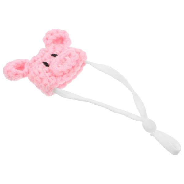 Rosa Hamster Stickad Mössa för Små Husdjur Mini Stickad Mössa med Rem