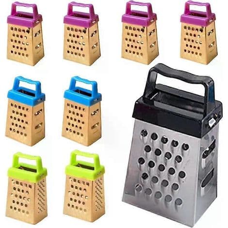 Miniatyr firesidig multifunksjonell rivjern i rustfritt stål, tilfeldig farge, 1 stk per pakke