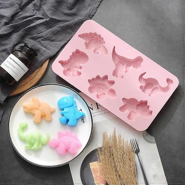 Sød Dinosaur DIY Gelé Is Chokolade Bageform Gummislik Tegneserie pink