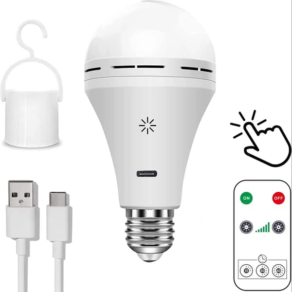 USB-C oppladbart lyspære med fjernkontroll 5V 7W E27 smart batteripære