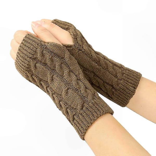 Varma Vinter Akrylstickade Handskar för Män och Kvinnor, Kort Vriden Design med Fingerhylsor 1647
