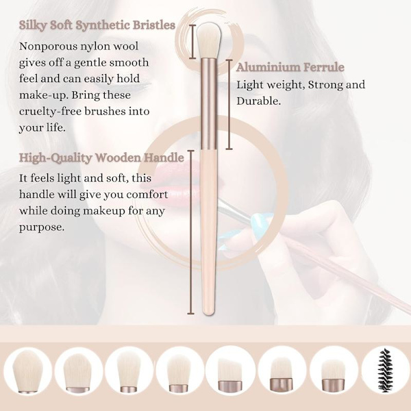 Makeupbørster, 8 stk. komplette professionelle makeupværktøjer og tilbehør