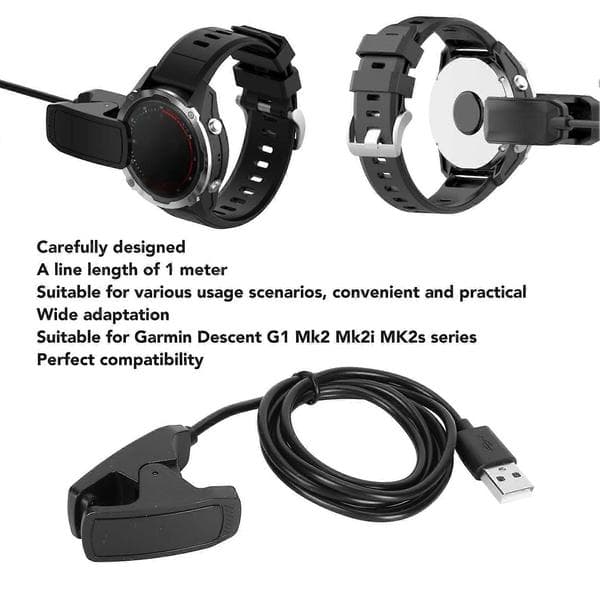 Chargert USB-opladerkabel til Garmin Descent G1 Mk1 Mk2 Mk2i Mk2S Smartwatch