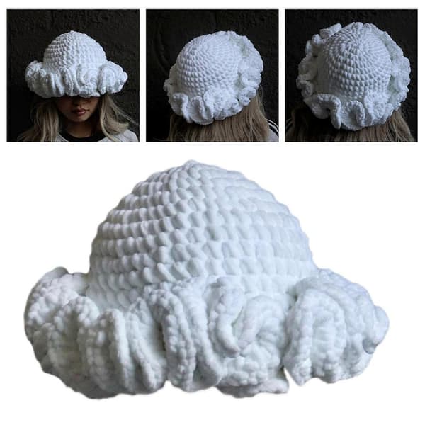 Varm Virkad Mössa Unisex Stickad Mössa Bred Kant Hattar Multifunktionell Mössa För Temafester Och Utomhuslek Section 2