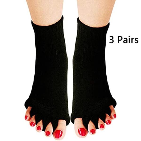 Toe Separator Yoga Gymnastics Exercise Massage Foot Shaping Socks black
