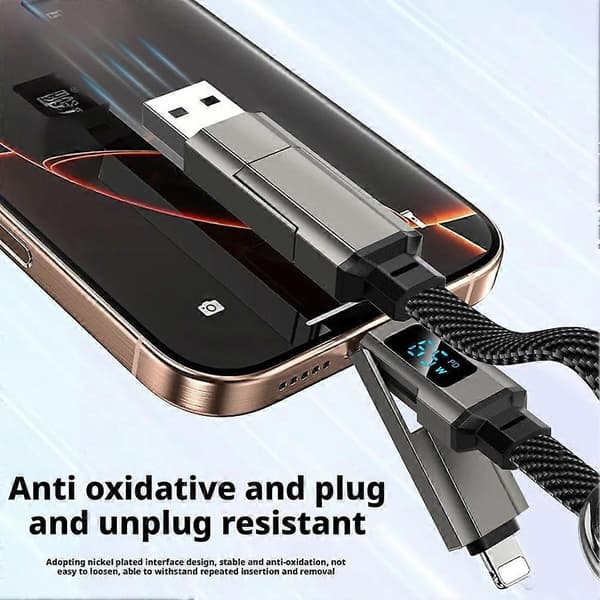 4-in-1 USB C -avaimenperälatauskaapeli, 65 W pikalatauksen datakaapeli kaulanauhalla, sopii Light-ning Type-C USB-A USB-C -liitäntöihin Green