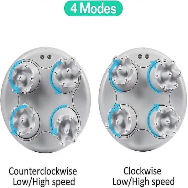 H-Elektrisk hodebunnsmassasjeapparat med 4 utskiftbare hoder