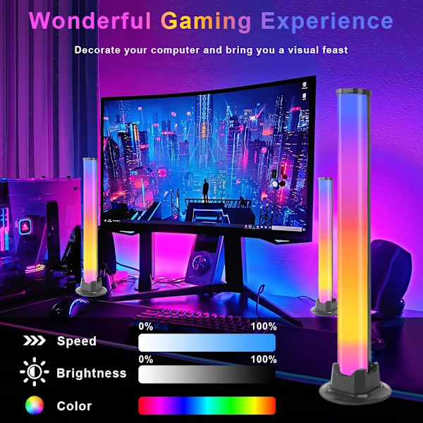 Älykkäät LED-valopalkit, 2 kpl musiikin tahdissa synkronoituja RGB-pelivaloja sovelluksen kaukosäätimellä, Bluetooth-älykäs ympäristönvalaistus televisioon, jossa 16 miljoonaa väriä