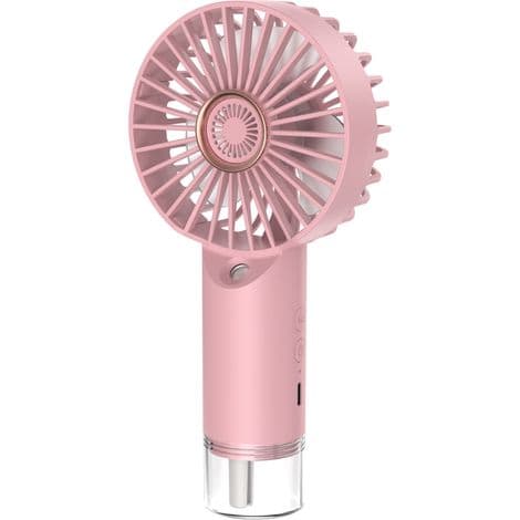 Mini bærbar ventilator med befugtningsfunktion, USB-opladning, støjsvag drift og tre blæserhastigheder