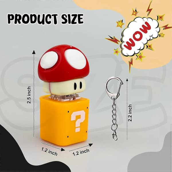 Fidget Clicker -avaimenperä, Fidget Clicker -avaimenperä valolla, näppäimistöfidget-lelu Mushroom