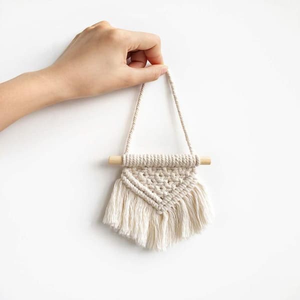 Mini Macramé Väggbonad 3-Delars Set Söt Bohemisk Julgransdekoration Bilprydnader Flätad Konstdekoration Heminredningsidéer