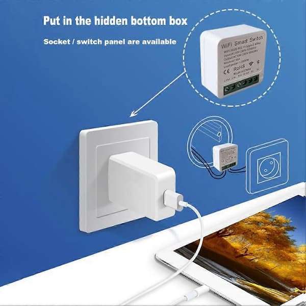 Tuya 16A Wifi MINI Smart Switch DIY Kontrolrelæ Timer til Smart Life til Hjem Yandex White