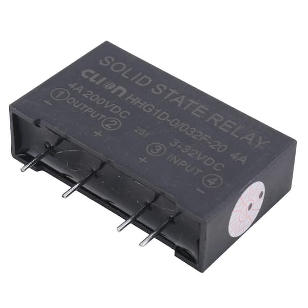 4X Indgang 3-32V DC Udgang 4A 200V DC 4 Pin PCB Solid State Relæ HHG1D-0/032F-20 Black