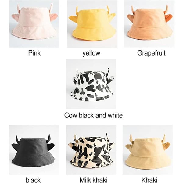 Unisex ko-mönstrad bucket hat i bomull (svart+vit ko)