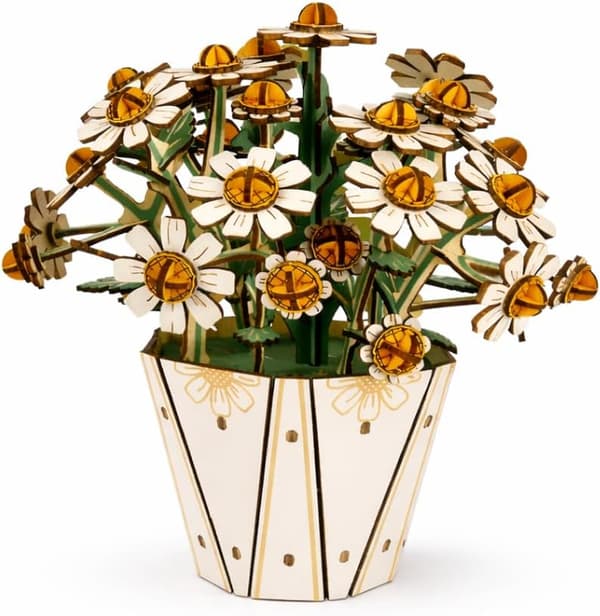 DIY Treblomster - 3D Dekorativt Puslespill (Tusenfryd)