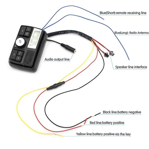 Motorcykel Audio Mp3 Radio Stereohögtalare Bluetooth Vattentät Fm 5 Eq Funktioner Lcd Display USB/sd/tf Black