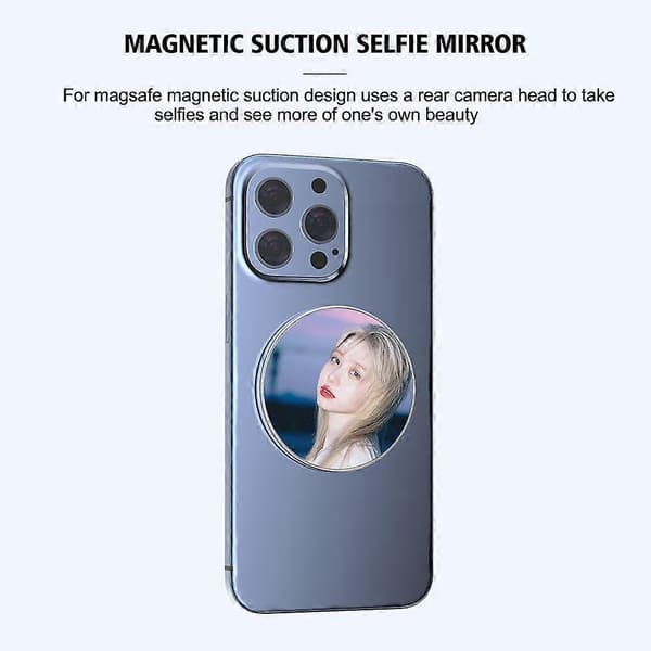 Magnetisk smarttelefon selfie Vlog-speil for iPhone 13 14 12 Max Pro 15 ♘♘ Silver 1 jeu