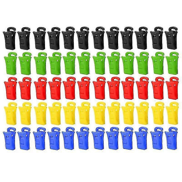 60 Sock Clips for Washing Machine and Dryer, Sock Clips with Hooks, Sock Holder Washing Machine, Dir Multicolor