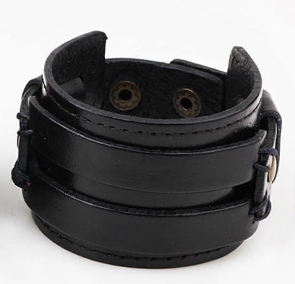 Herr läderarmband Punk flätat rep legeringsarmband manschettarmband