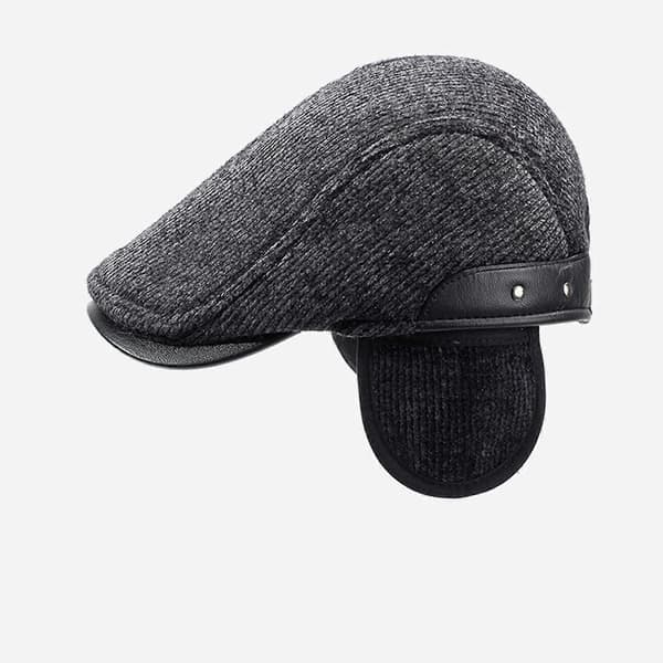 Mångsidig Varm Herr Ull Basker Hatt Klassisk Brittisk Hatt Öronskyddande Baskermössor för Daglig Vinteranvändning brun Gray