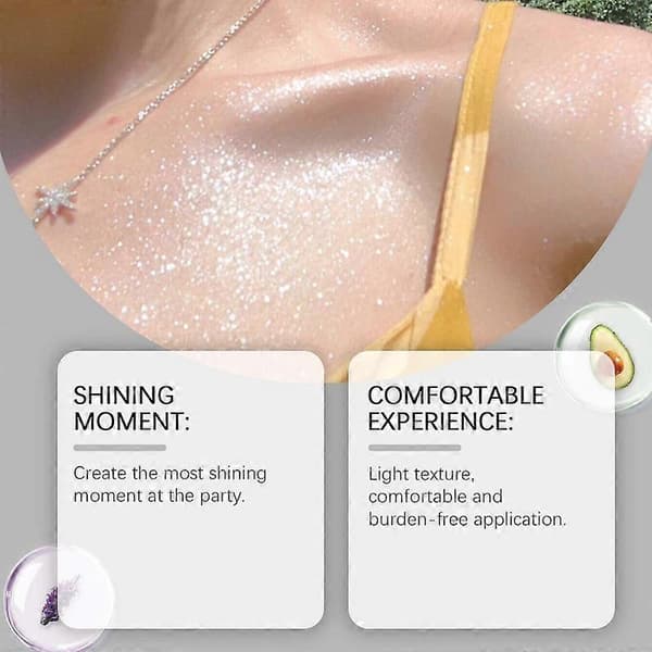 Kropsglimmerolie, Kropsshimmer, Shimmer Tørolie, Glødende Kropsshimmer Tørolie, Hurtigtørrende Ikke-klæbende Hårglimmerspray Silver