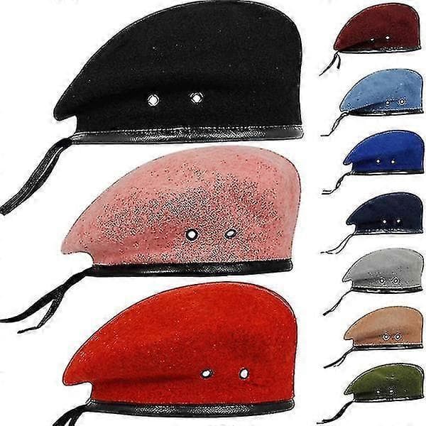 Ull Beret Militær Lue for Utendørs Vintervarme Rosa