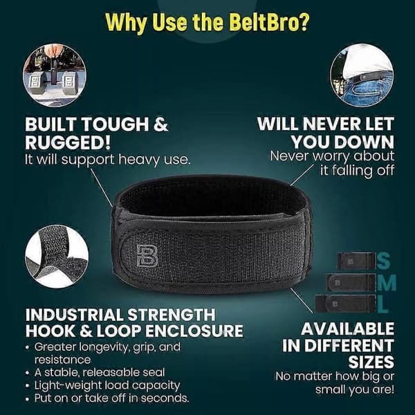 BeltBro Titan Elastiskt Bälte Utan Spänne För Män Passar 1,5 Tums Bälteshällor, Komfort S