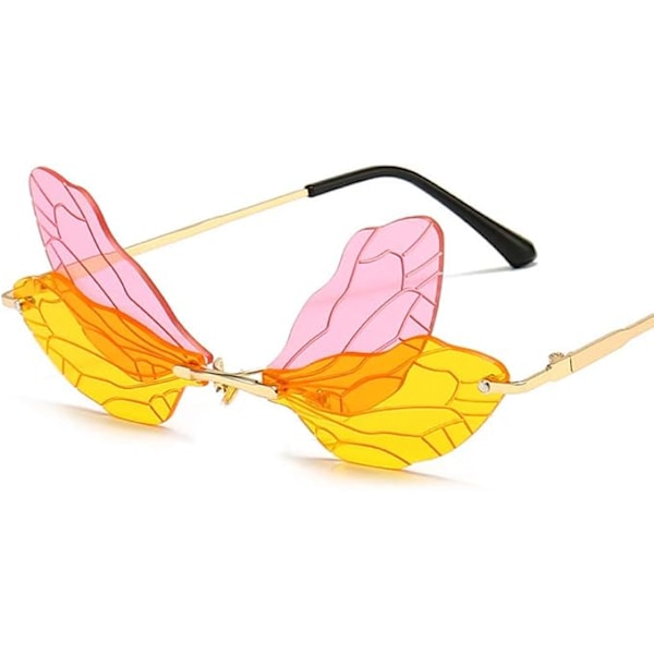 Retro solbriller, Dragonfly Wing Shape Transparent Fashion Light Solbriller Klart objektiv Farger Egnet for fest