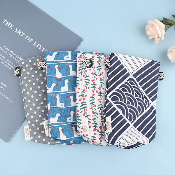 Modern stil bärbar flaskhållare väskor blommönster bomull B