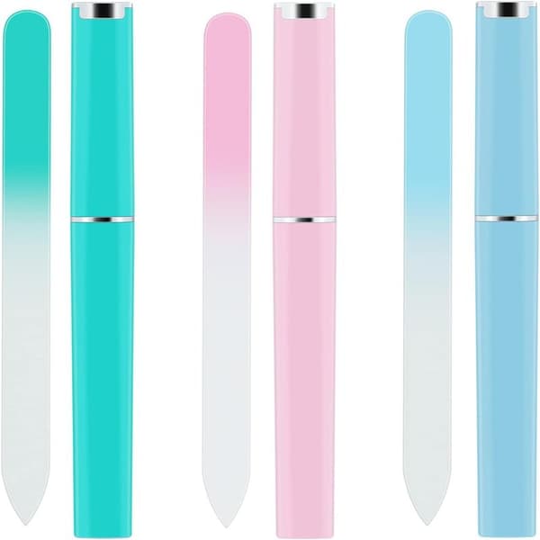 3-pakning Profesjonelle Premium Glassneglfiler med Etui Multicolor