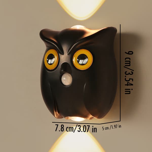 Owl Wall Lamp - Magnetic Base Dimmable LED Night Light (1pc)*black* black