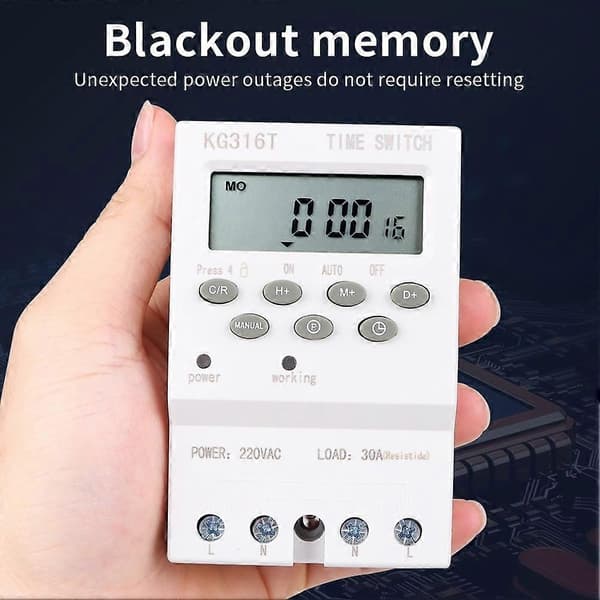 KG316T-III 220VAC 30A Digital Timerbryter KG316T Automatisk Elektronisk Timer Programmerbart Relé 168 Timer Tidskontroll