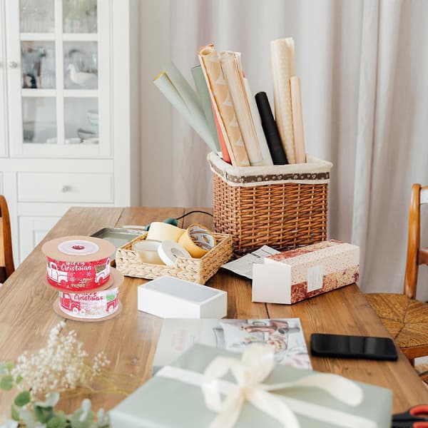 Julebånd med julebilsmønster, dekorativt bånd til DIY, 2 ruller
