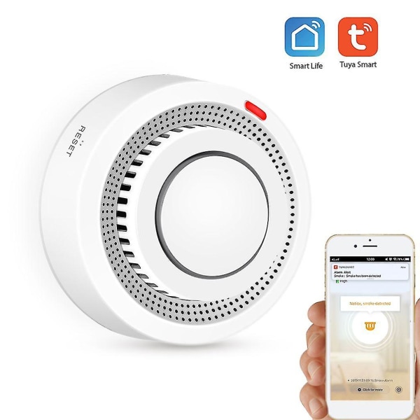 Wifi Rökdetektor Smart Brandlarm Sensor Trådlöst Säkerhetssystem Smart Life Tuya App Control