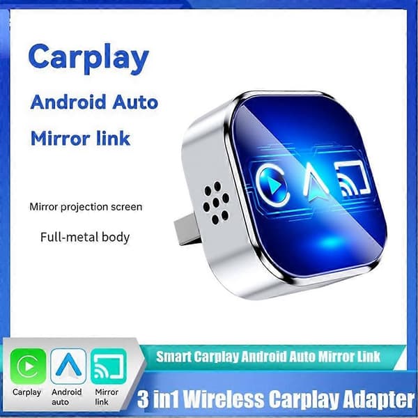 3i1 trådlös Carplay MirrorLinK Carplay Android Auto Smart Box USB-dongeladapter Plug Play trådbunden