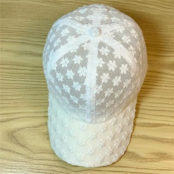 Lättvikts baseballkeps för damer med präglade blommor och spets, solhatt med justerbart band
