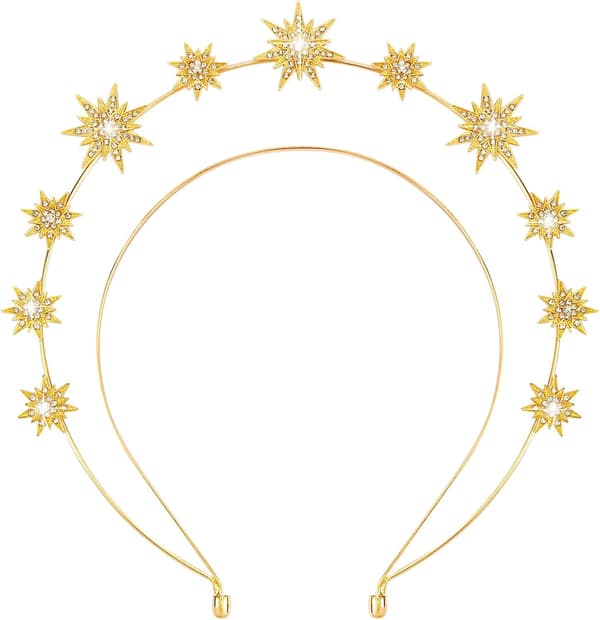Guld glorie stjerne krone pandebånd - Rhinestone stjerne krone pandebånd til kvinder