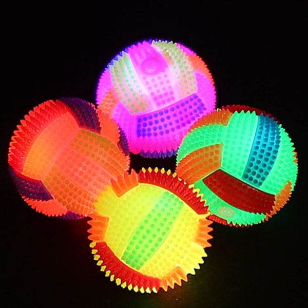 Spike Blinking Light Up Hoppeballer, Fidget Sensory Bouncy Spiky Ball Glød i mørket Blinkende stressavlastende massasjeballer 4 stk. 4pcs  - 6.5cm
