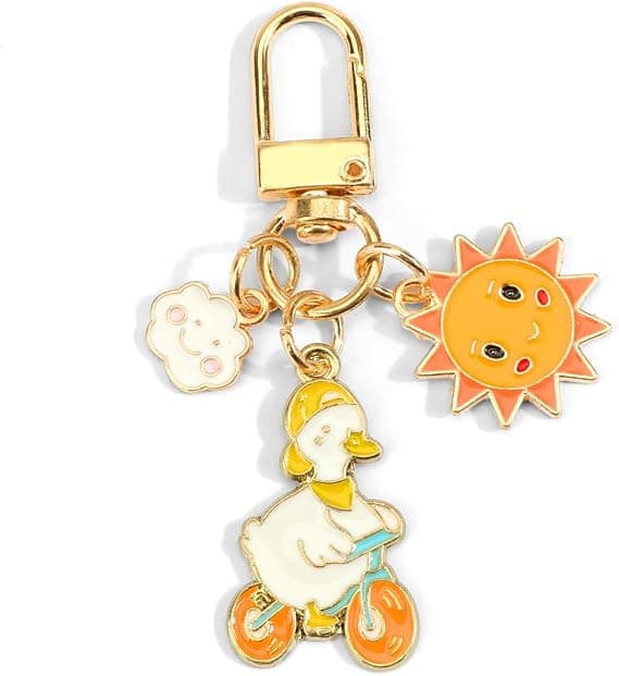 Lucky Duck nøkkelring i metall, ryggsekk-tilbehør, gave til kvinner og jenter
