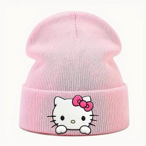Minisos nye kt tegneserie mønster silikone strikket hat sød mode kat strikket hat solid hat kvinders mode WHITE