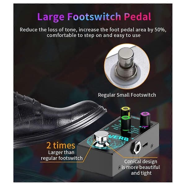 Bluetooth 5.4 Effektor Gitarr Reverb Effektor Enkelblock Reverb