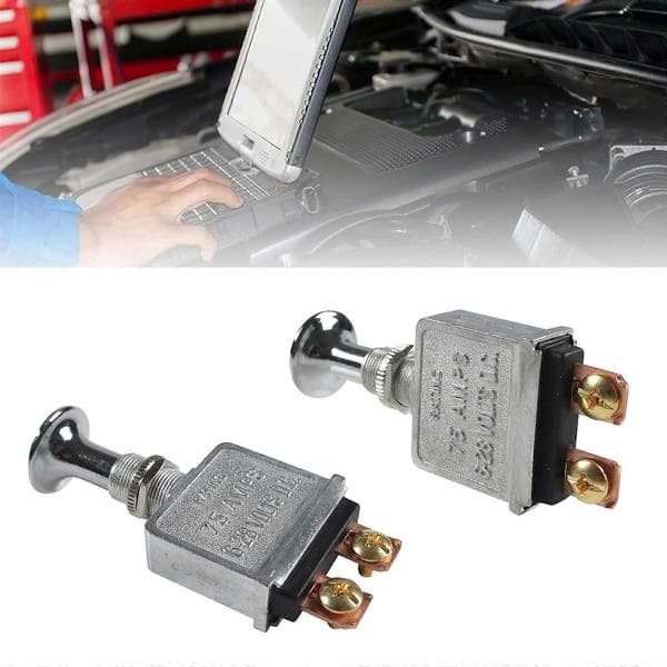 Kraftig 75A trykk/trekk-bryter DC6V-28V automatisk vippebryter for frontlykter, blinklyskontroll 2
