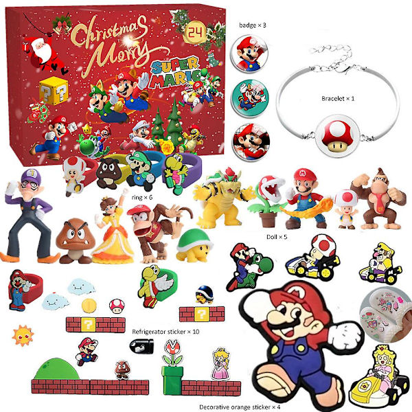 Super Mario Game Tema Tegneseriefigurer Kawaii 24 Dage Adventskalender Jul Jule Nedtælling Overraskelse Blind Box Børnegave